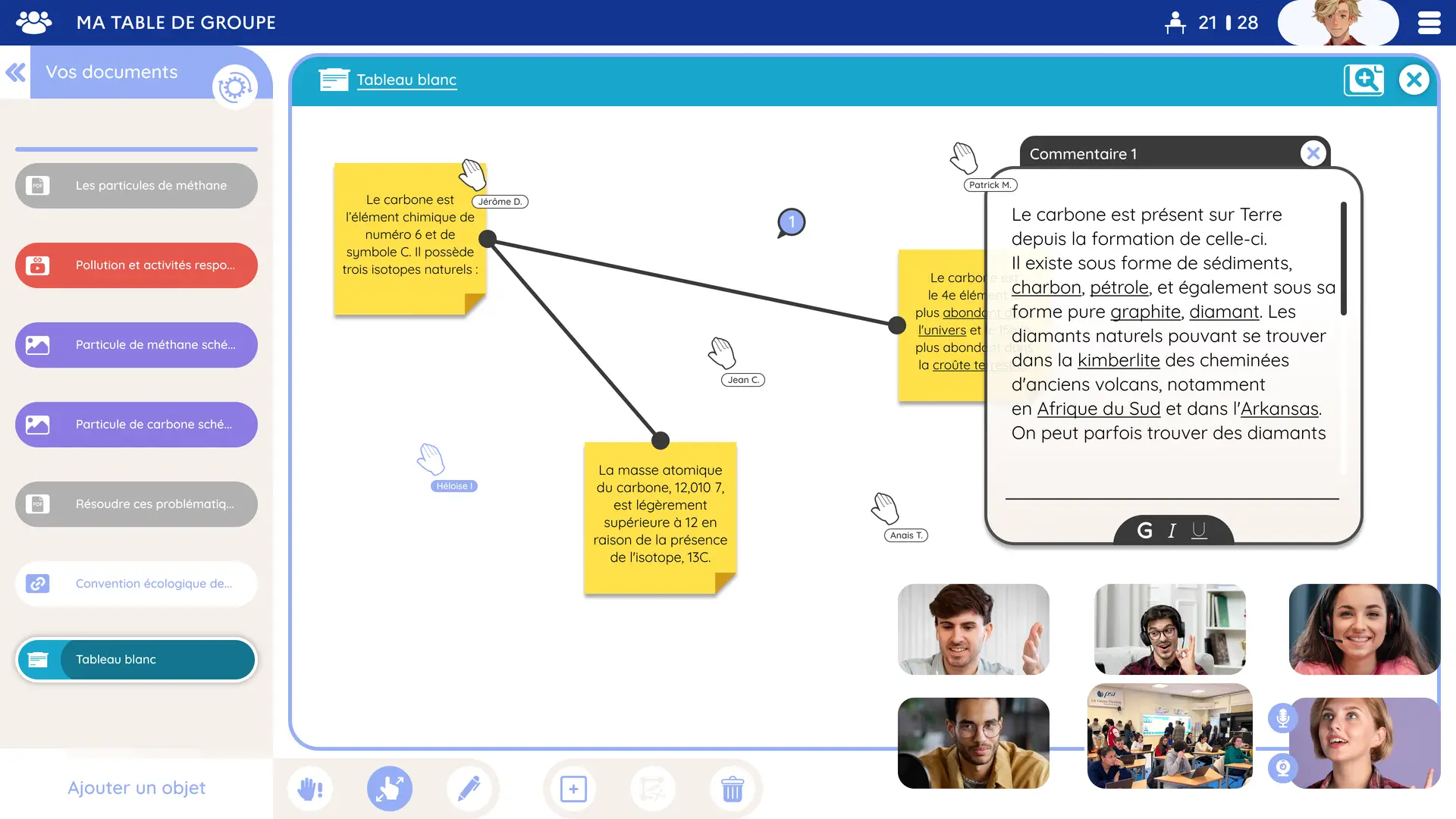 MAIA Présentation Affichage des travaux d'une table